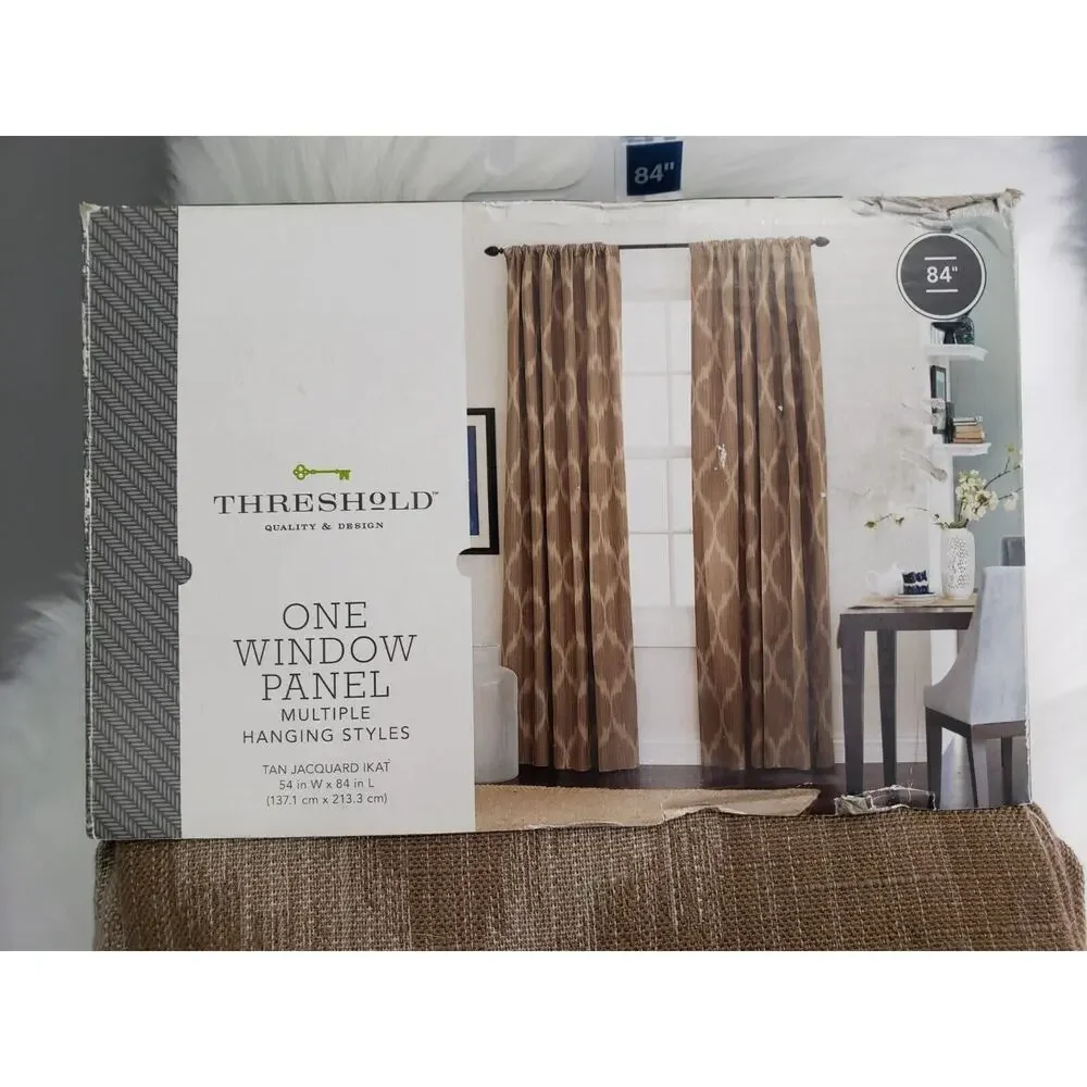 NEW Threshold Tan Jacquard Ikat 54x84 One Window Panel Target‎ Boho Tan Neutral
